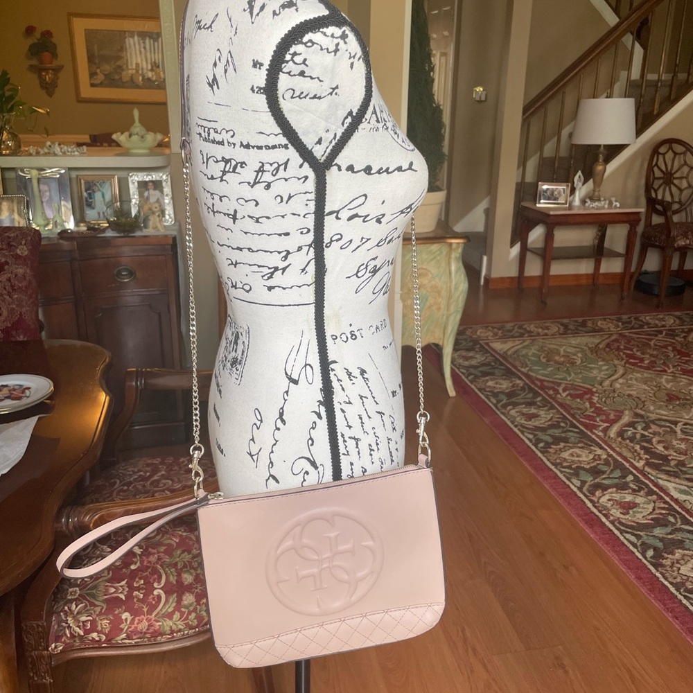 Guess “Korry” Blush Pink Faux Leather Crossbody Clutch